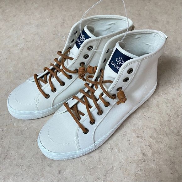 NWOT‎ Sperry Womens Sneaker CREST HIGH TOP Size 7.5 White Fabric - Picture 3 of 7